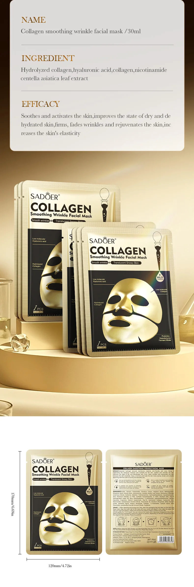 SADOER Golden Collagen Facial Masks - Image 19