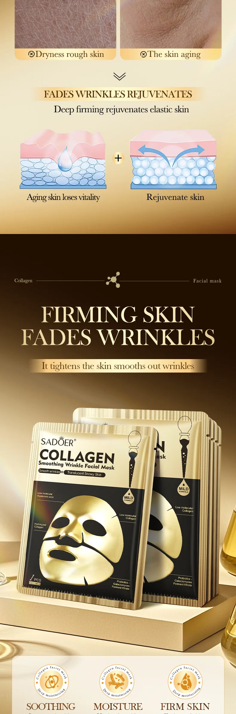 SADOER Golden Collagen Facial Masks - Image 11