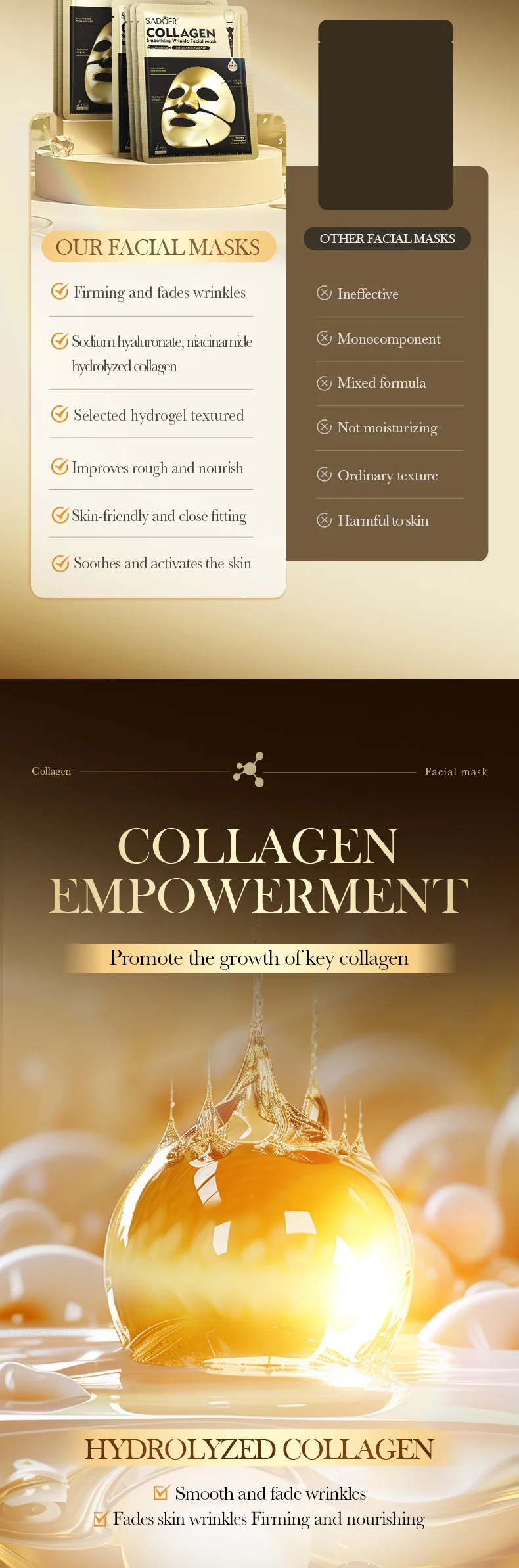 SADOER Golden Collagen Facial Masks - Image 14